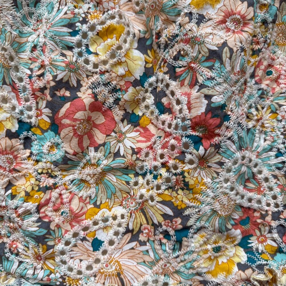 Pastel floral skirt paisley embroidery large cottagecore garden party summer - Picture 8 of 10